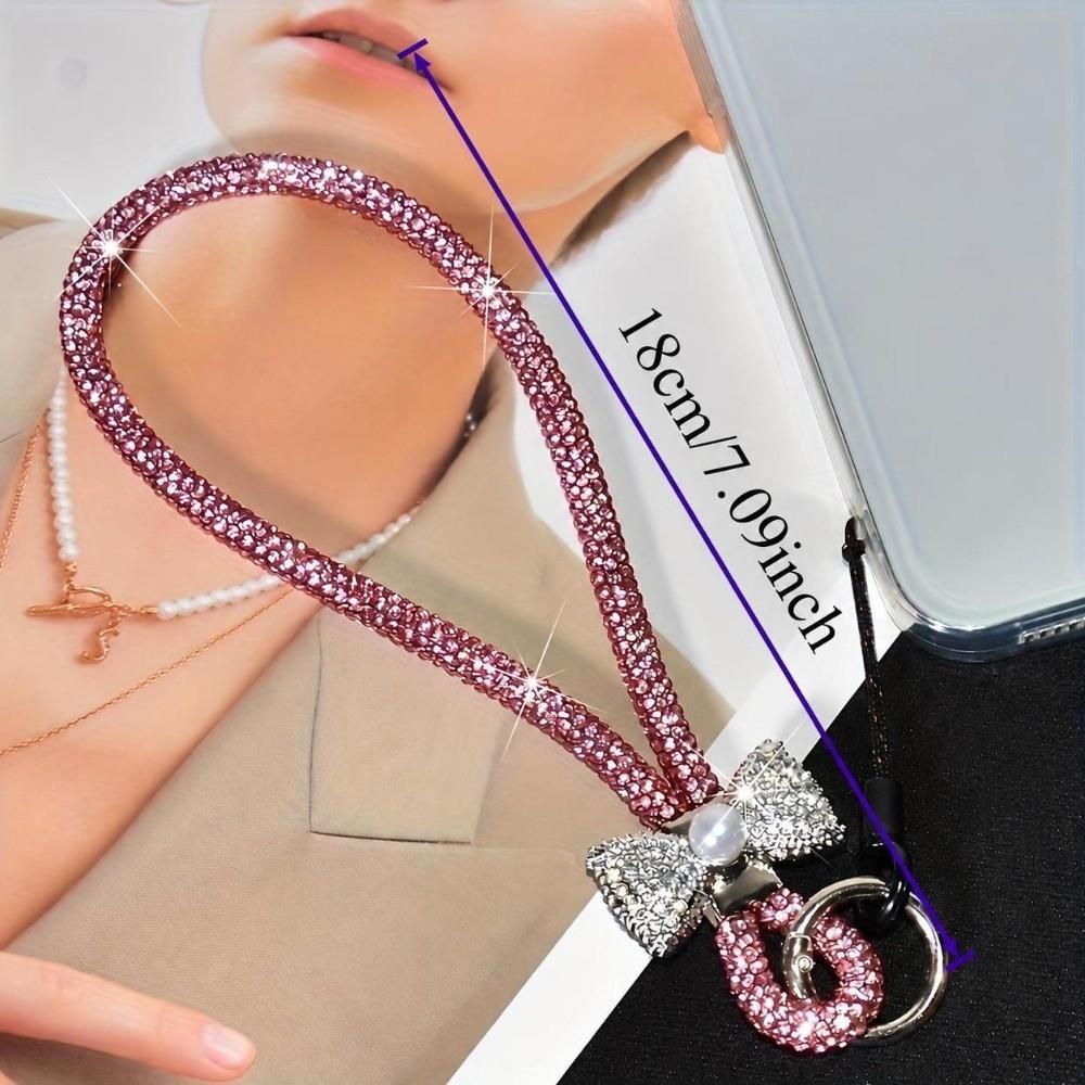 Sparkling Finish Phone Wrist Strap Pearl Bowknot Phone Lanyard Phone Wrist Chain Women Girls