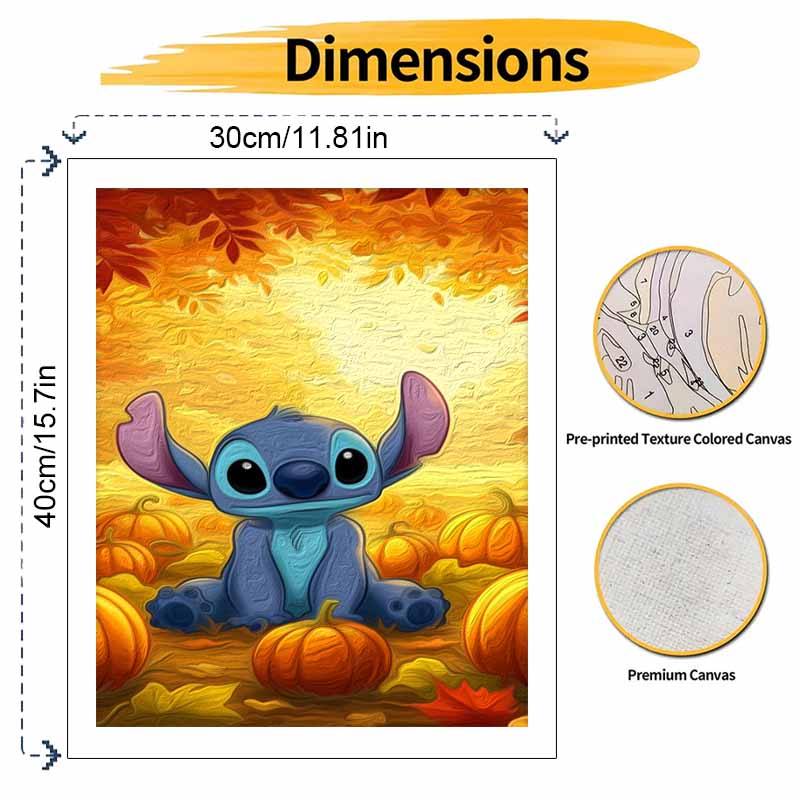 Disney Stitch autumn pumpkin oil painting art set handmade diy gift home decoration