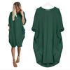 Women's Casual Loose Pocket Long Sleeve Plus Size Dress