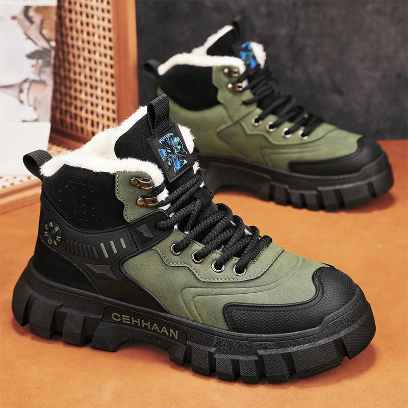 

TUINANLE Men s Winter Warm Snow Boots Casual Lightweight Anti-Slip Faux Fur Lined Ankle Booties for Male Comfortable Plush Short Boot Shoes 44 зелений