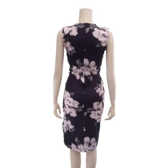 GRAXIA Cabaret Midi Hostess Floral Black x Floral Size M Dress, Dress, Sleeveless, Cache-Coeur, Dress, Hostess, Club, Lounge, Print, Slit,