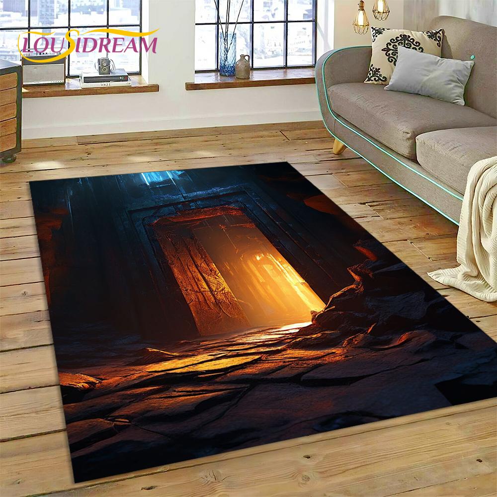 Illusion God's Temple Door Gate Carpet Rug for Living Room Bedroom Home Sofa Decoration,Kids Play Rug Floor Mat