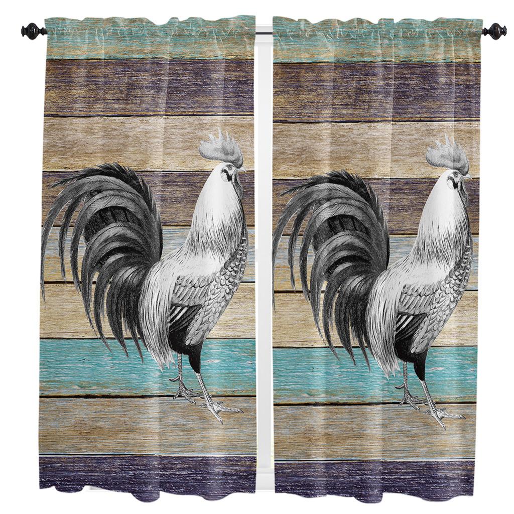 

Червона клітинка Ромашка Півень Ферма Штори Домашній декор Вітальня Кухня Балкон Кімната Віконна штора Спальня Патіо Декорація 100W130H(CM)40x51in&Grommet Top