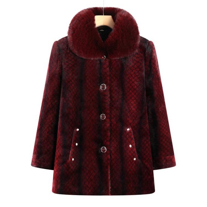 Winter Thermal Coat, Winter Velvet Thickened Women's Coat, Mink Old Lady Cotton-padded Coat