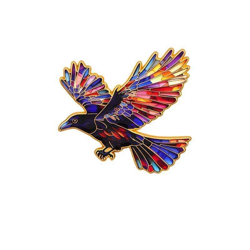 Einzigartiges Design Bunte Emaille Rabe Brosche Rostbeständiger Stift für Jacken Rucksäcke Punk Stil Schmuck Kollektion