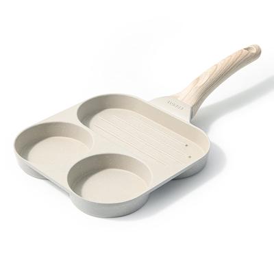 CAROTE Fried Egg Frying Divider 2 Hole Circular Frying IH PFOA PFOS Easy To Lunch One Year Cozy Series Pan, Pan, 3in1, Pan, Compatible, Free,