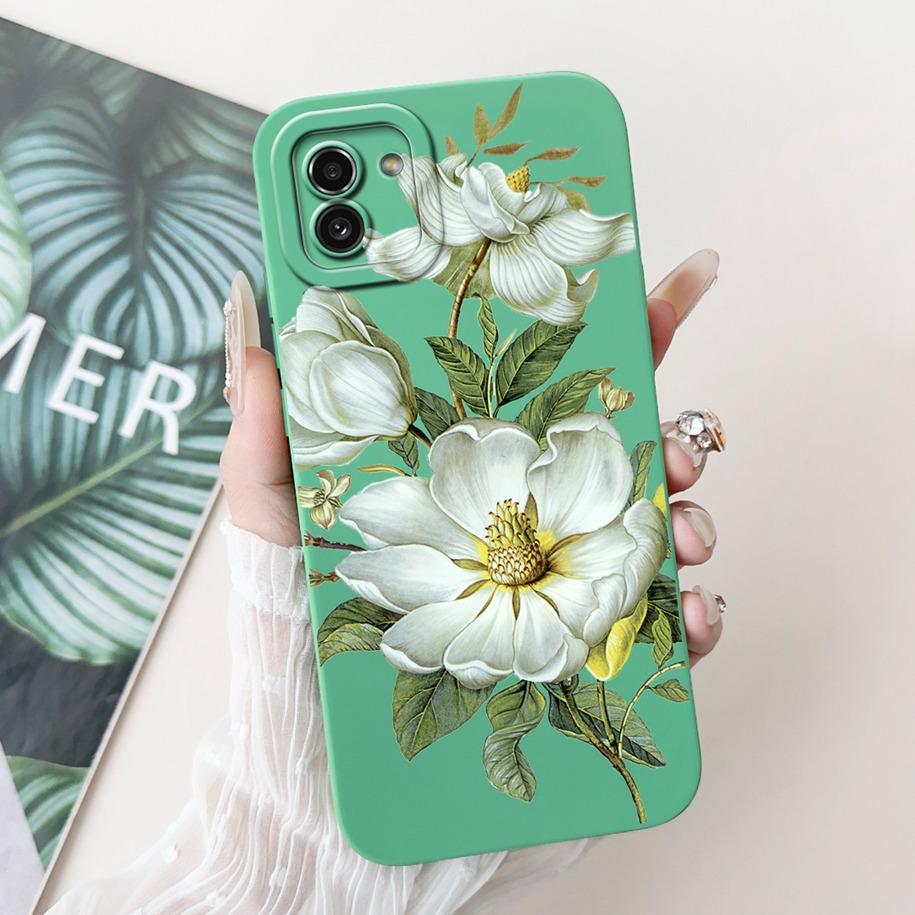 For Samsung Galaxy A03 Case SM-A035F Silicone Cover Popular Flower Lens Protective Bumper For Samsung A03 4G A 03 GalaxyA03 Capa