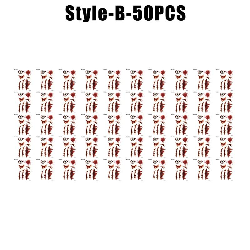 Halloween Waterproof Temporary Tattoo Stickers Sexy Bloody Makeup Zombie Scar Tattoo Decoration Wound Horror Blood Sticker
