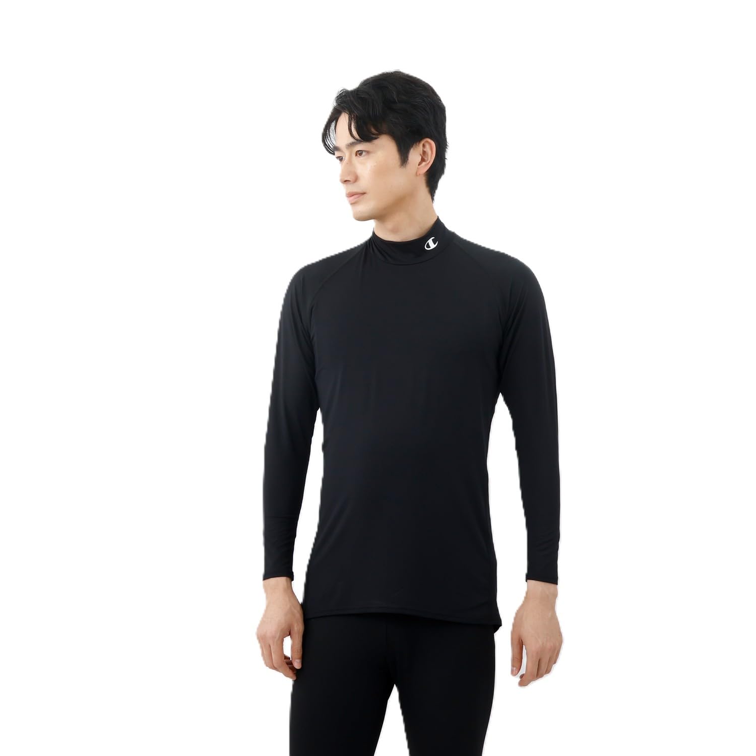 

Champion Long Sleeve UV Mock Long Sleeve Black x LL Men s T-Shirt, doubleDRY® Moisture-Wicking, Quick-Drying, Antibacterial, Odor-Resistant,