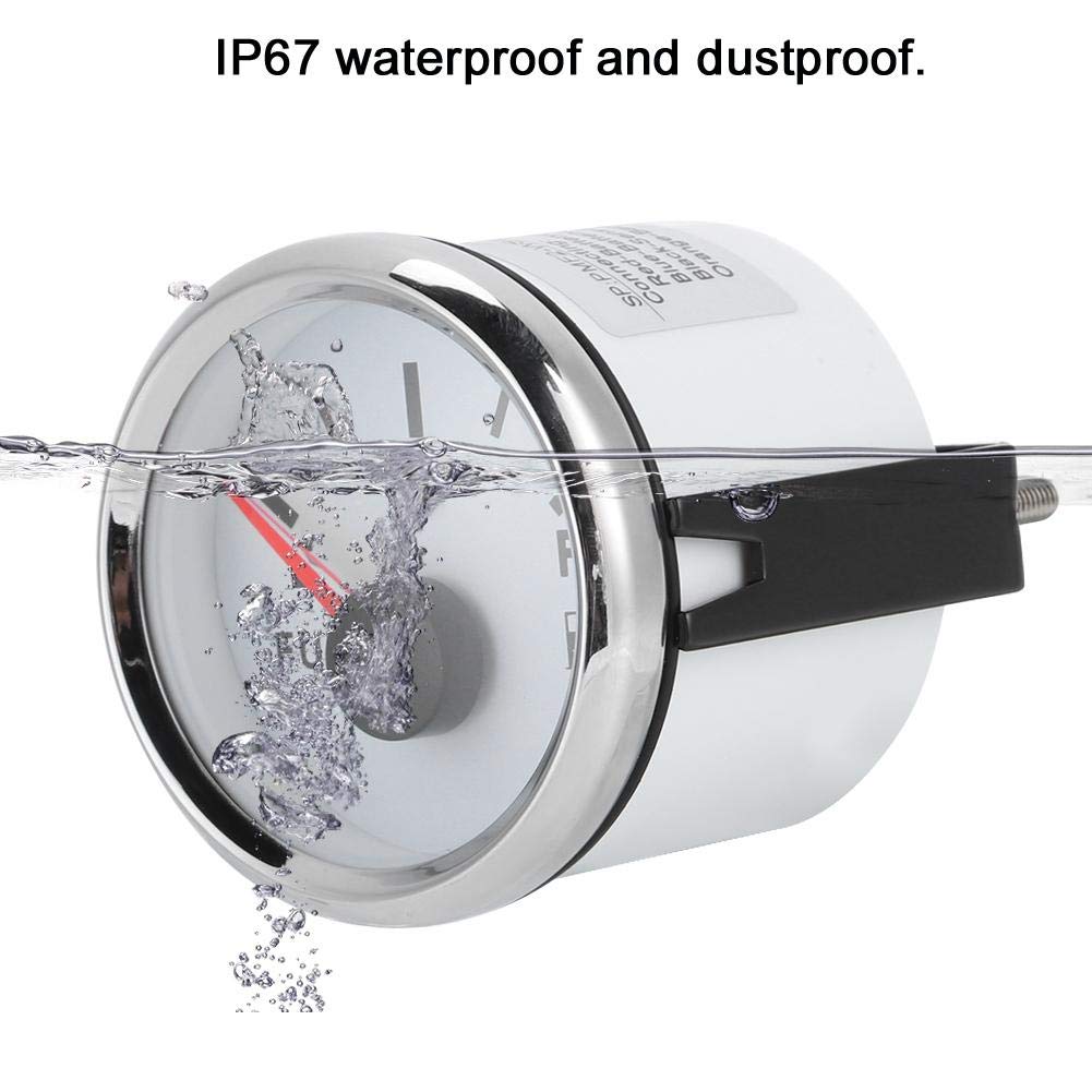 Námořní ukazatel paliva 52mm/2in Ukazatel hladiny palivové nádrže Vodotěsný Signál 0-190 Ohm Ručičkový měřič pro námořní loď auto (Bílý)