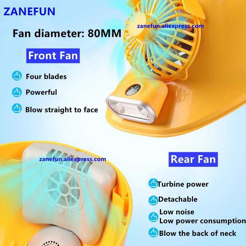 Safety Helmet With 2 Fans LED Headlight 10000mAh Rechargeable Battery Bluetooth Vented ABS Hard Cap Outdoor Work Helmet