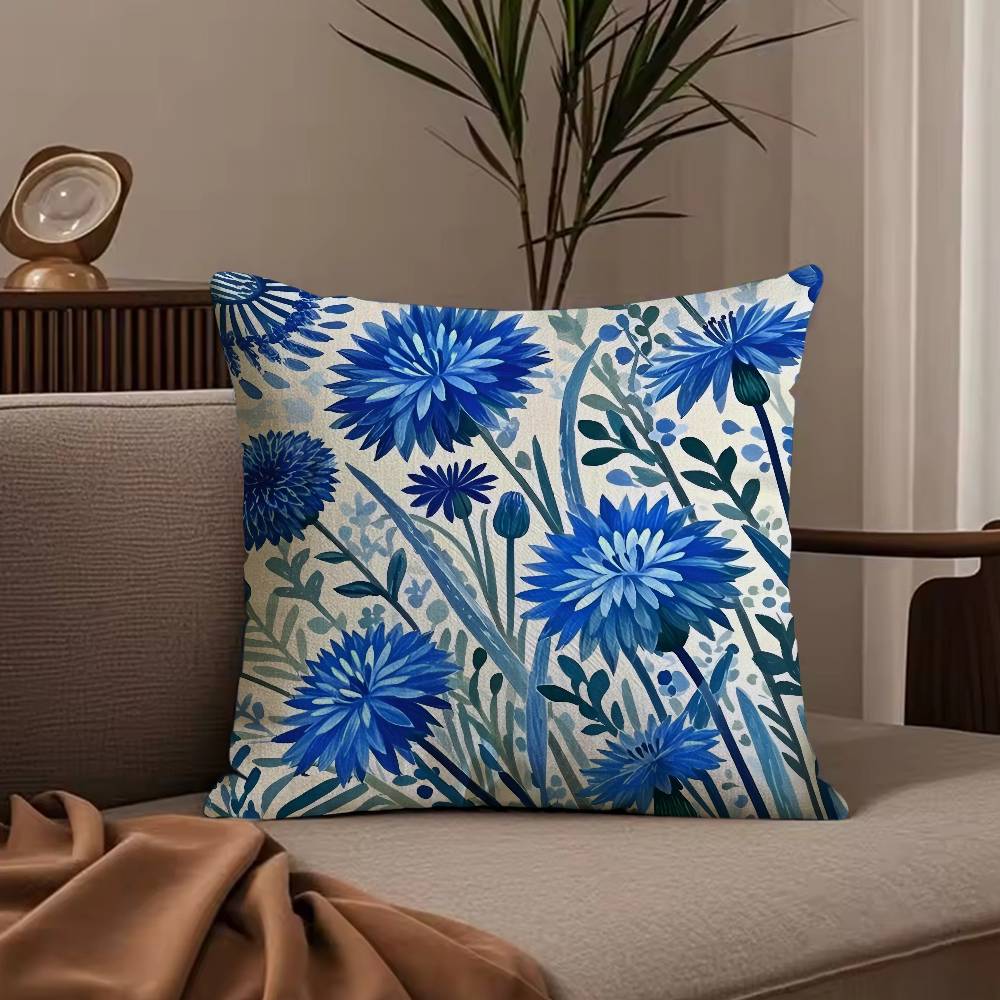 fashion Cornflower Pillow Case Anti-dustmite Pillowcase Invisible zipper silky short plush Sofa cushion cover