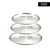 8Pcs Stainless Steels Round Silver Shallow Tray Plate Rust-Proof 17/20/23/26 Camping Plate BBQ Picnic Dishes Cookware