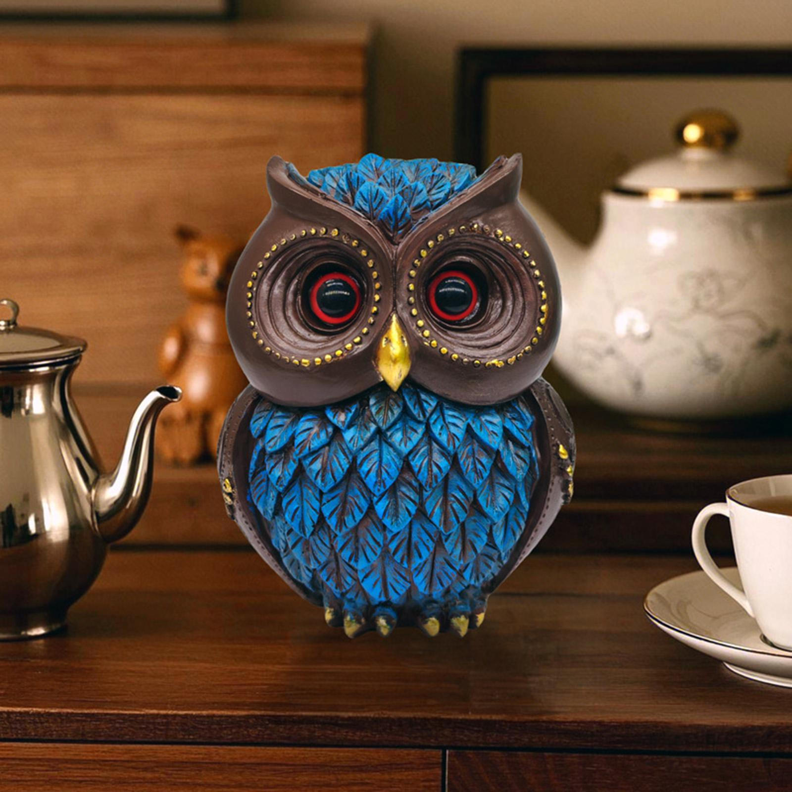 Статуэтка совы, фигурка животного, скульптура, украшение для офисного стола, шкафа синий