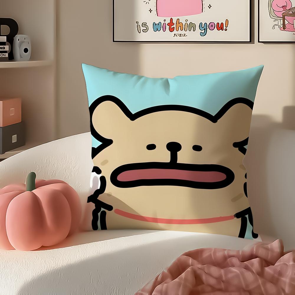 Cute Tiny Korean Character MMaltese Cushion Cover Pillowcase Short Plush Invisible Zipper Room Sofa Cushion Cover