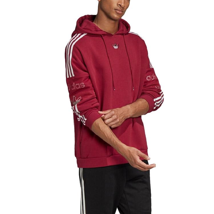 Adidas Originals Trefoil TS TRF Fleece-Lined Hoodie Men Hoodie Burgundy ED7116
