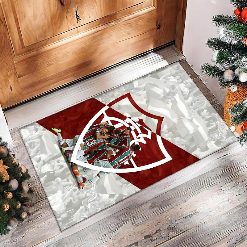 Fluminense FC Printed Crystal Velvet Area Rug, Soft Anti-Slip Water Absorbent Floor Mat for Living Room Bedroom