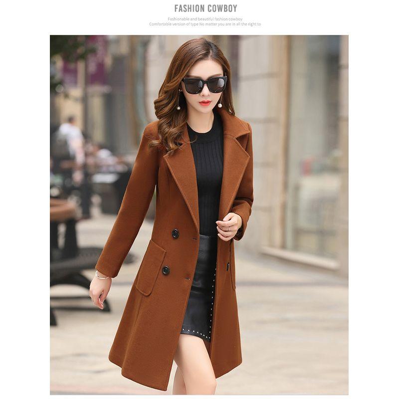Work Clothing Double Breasted Slim-Fit Woolen Coat Suit Collar