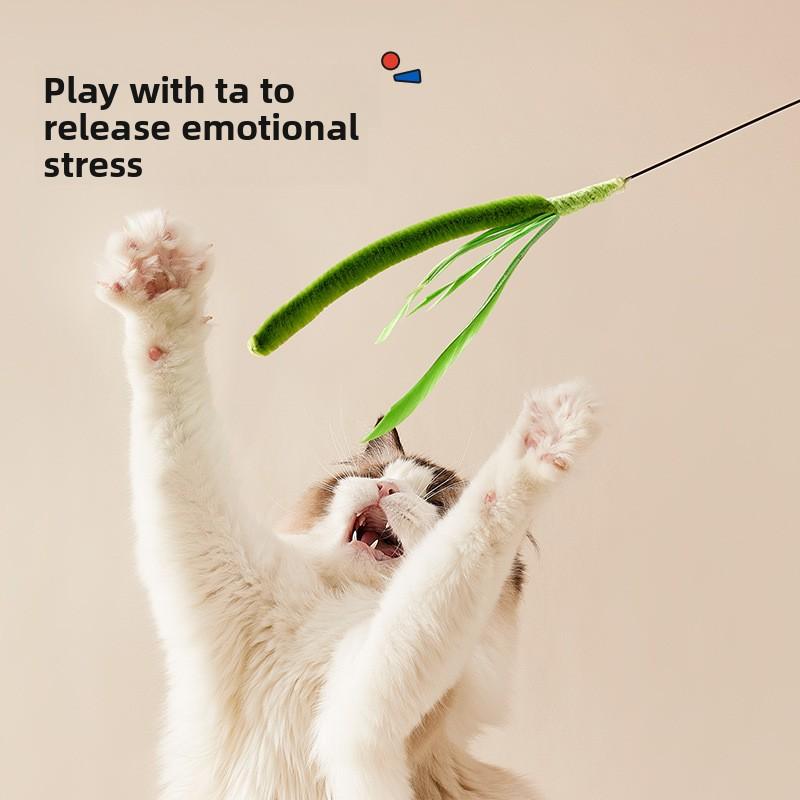 Cat Toy Dog Tail Grass Extra-long Cat Toy Stick Feather Stick Steel Wire Cat Toy Feather Cat Toy Stick Flexible