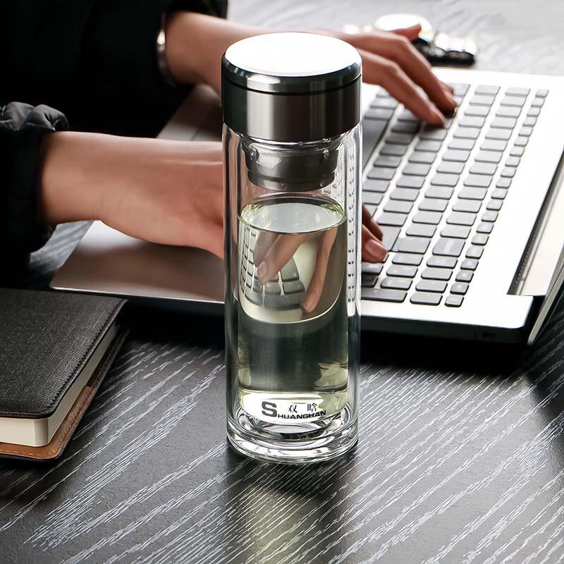 Shuanghan Double Wall Heat-Resistant Glass Water Cup