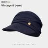 Minimalistisches Goldlabel Dekoratives Falten-Design Lässiges Sonnenschutz-Barett für Damen Frühling Sommer