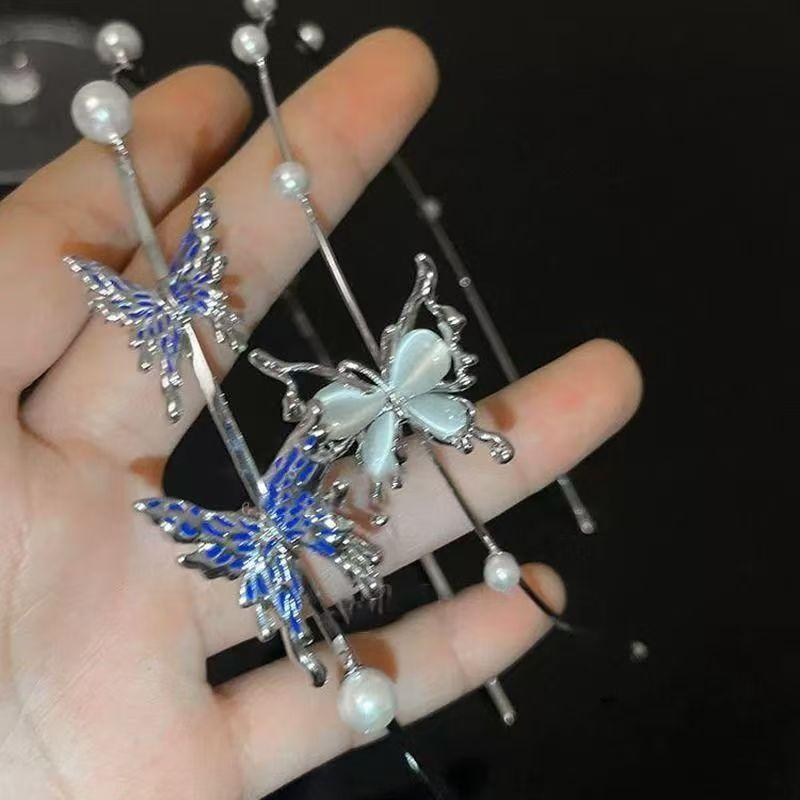 Premium Handmade Diamond-Encrusted Butterfly Tassel Hairpin Casson Fairy Beauty Headband Princess Headband Elf Headgear Hair Accessories