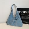Vintage Denim Bag Women's Underarm Shoulder Bag Large Capacity Commuter Crossbody Bag