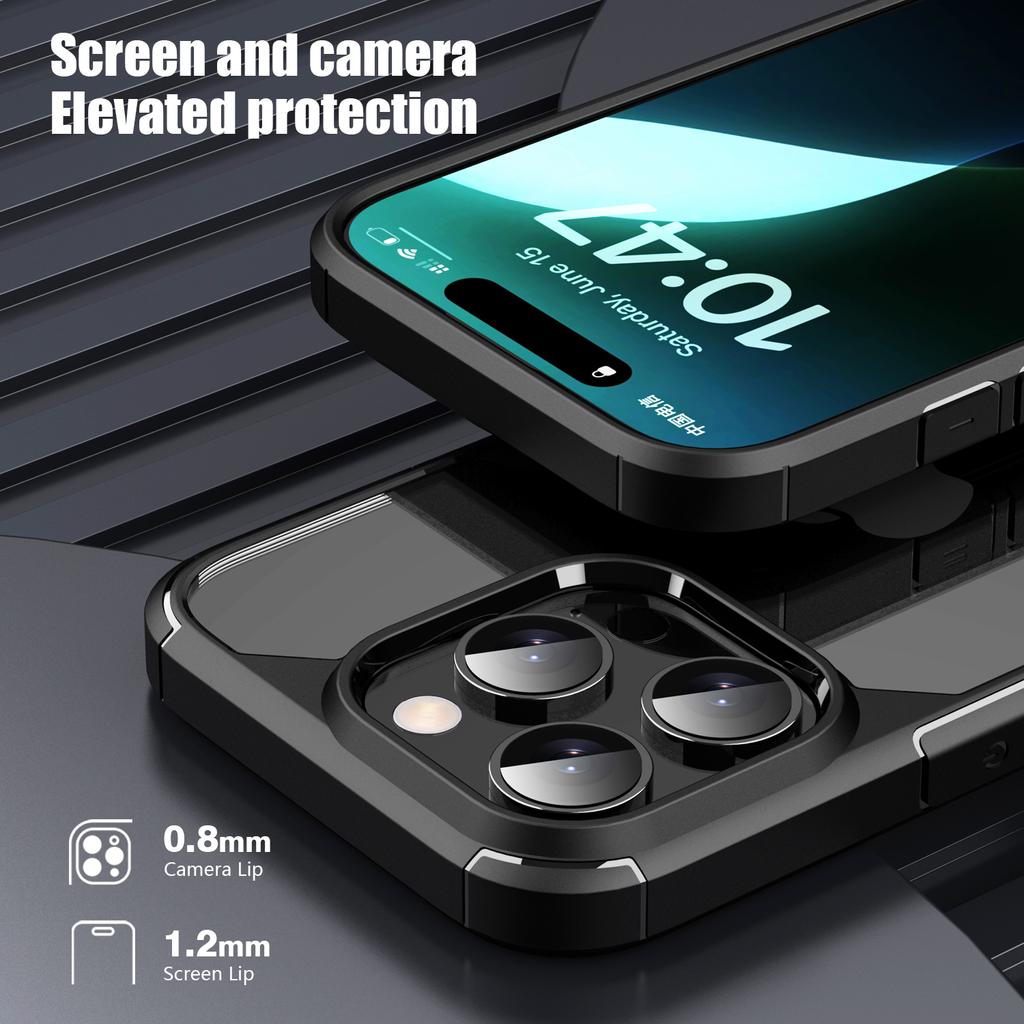 Defense Armor Series for iPhone 16 Pro Case Anti-Scratch TPU+PC Clear Back Shell