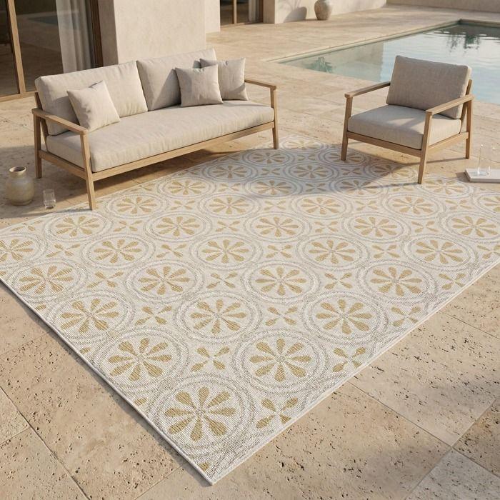 Tapis extérieur intérieur moderne jaune et beige 160x230