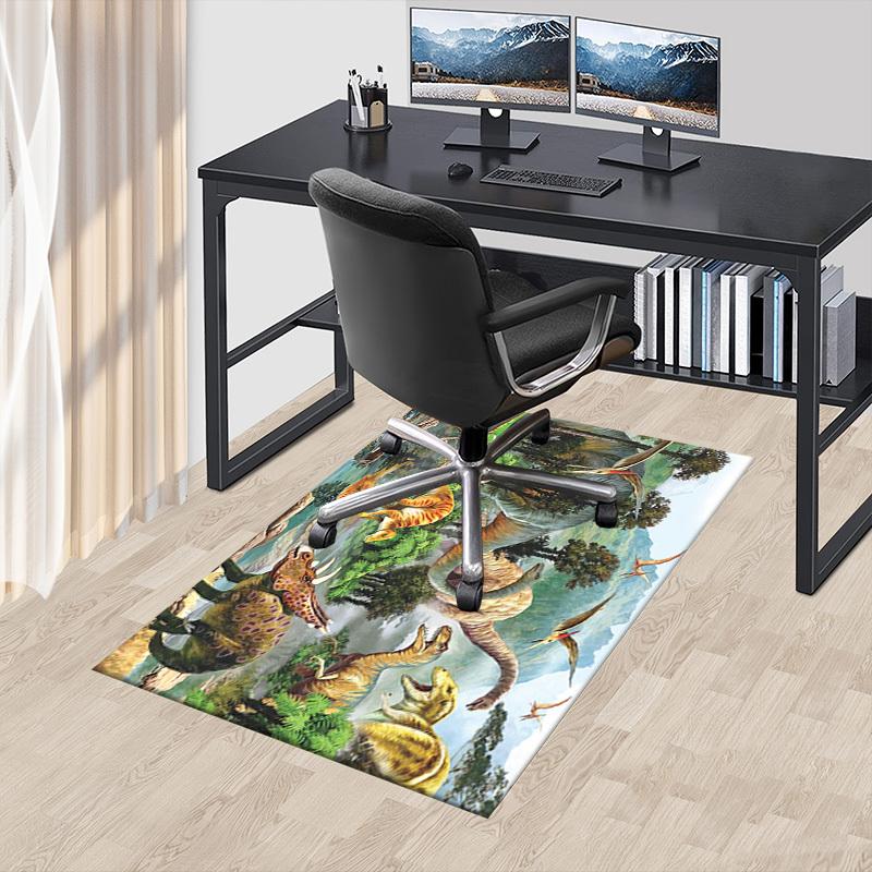 

dinosaur prehistoric Crystal Velvet chair mat Area Rug - Non-Slip, Floor Mat, Office Desk Chair Rugs, Bedroom Decor.Christmas Gift-1106172 60cm by 90cm
