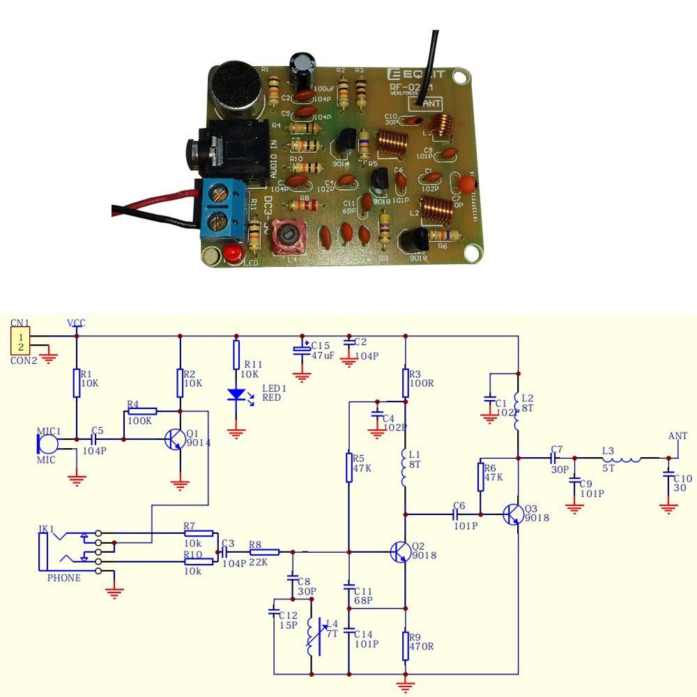 Transmitter Practice Learning DC Microphone DIY Kit 88-108MHz Adjustable FM Stereo Radio Module