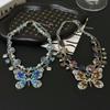 Luxury Temperament Butterfly Flowers Imitation Crystal Zinc Alloy Double-layer Necklace For Women Hot Girl Personality Jewelry G