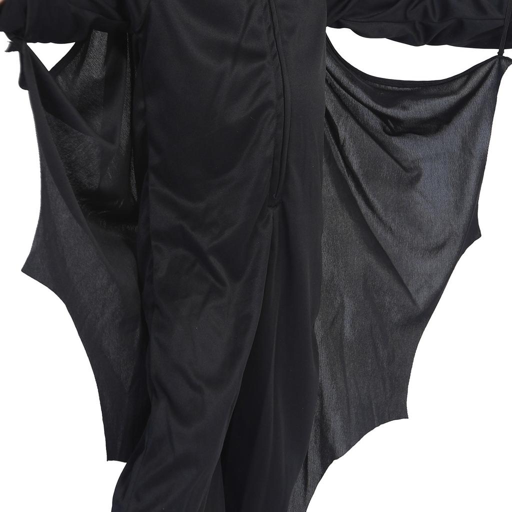 Children's Black Cosplay Costume Boys And Girls Hooded Halloween Funny Cape Jumpsuit