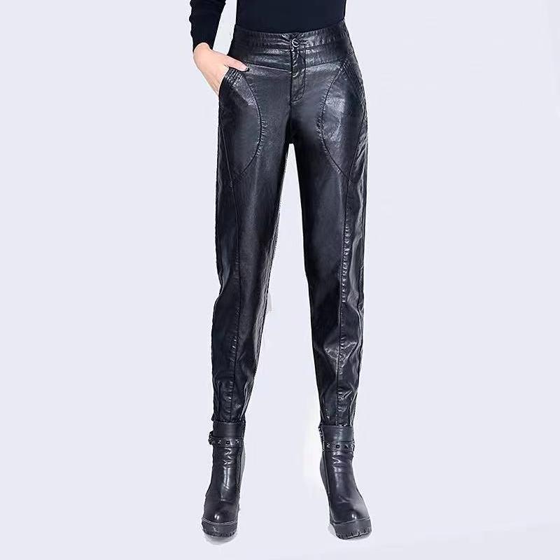 Women's High Waist Wide Leg Loose Velvet Harem Pants - Dark Color, Autumn Winter