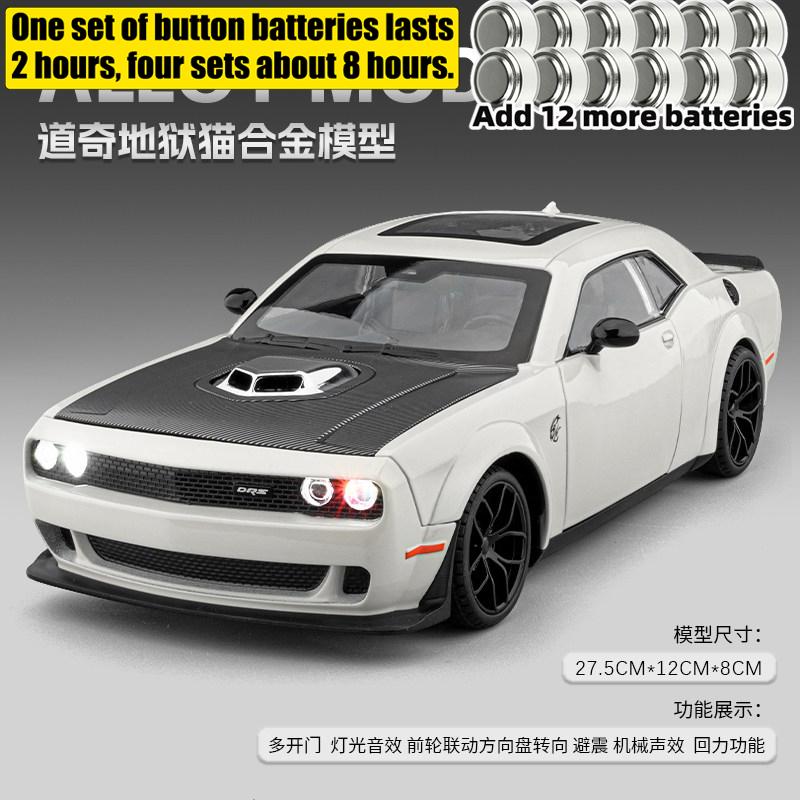 1:18 Dodge Challenger Srt Hellcat Coche Musculoso Americano Moderno Modelo de Coche de Fundición a Presión de Aleación Sonido y Luz Coleccionables Regalos de Cumpleaños