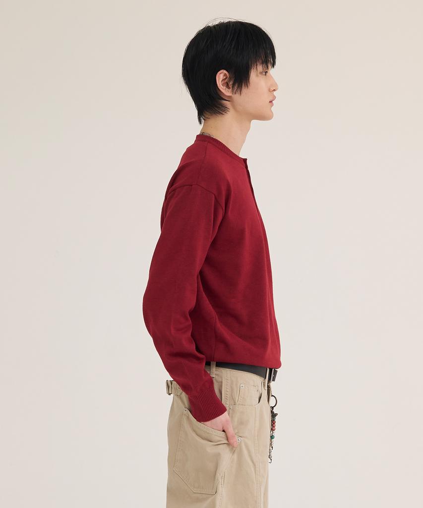 Akesi Andy Soft Henley Neck Knit_Wine