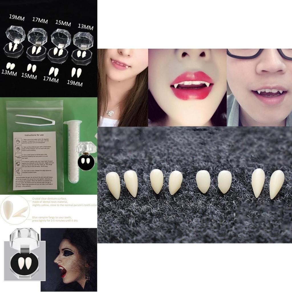 Realistic Halloween Vampire Fangs Teeth Kit With Solid Adhesive And Customizable Sizes