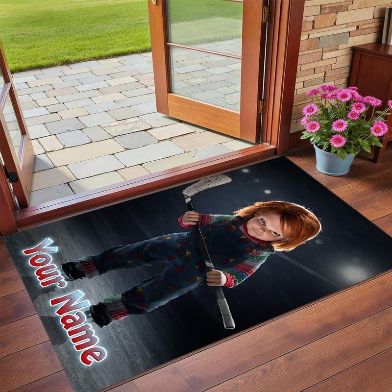 Tappeto in Velluto di Cristallo Testo Nome Personalizzato, Morbido Tappetino Antiscivolo Decorazione per la Casa Gioco per Bambini Chucky Tiffany