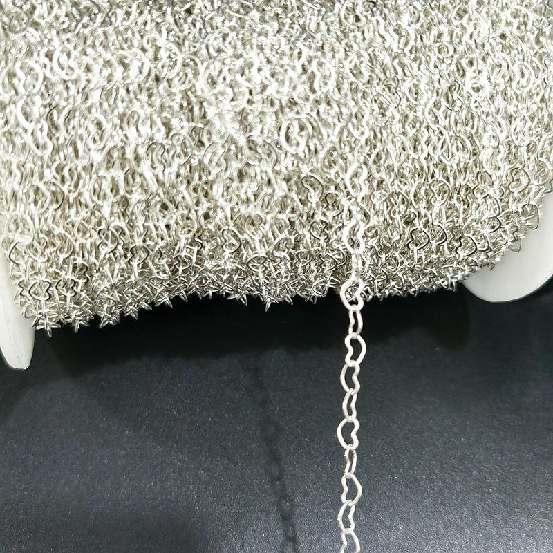 

1Meter Love Heart Chain Silver Rose Gold Color Copper Link Chains Bracelet for Jewelry Making DIY Components Handmade Women