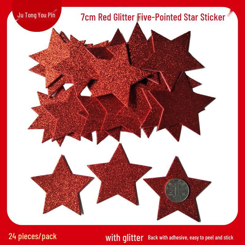 Gold Glitter Five-Pointed Star Foam Stickers for Kindergarten - Small EVA Geometric Shapes