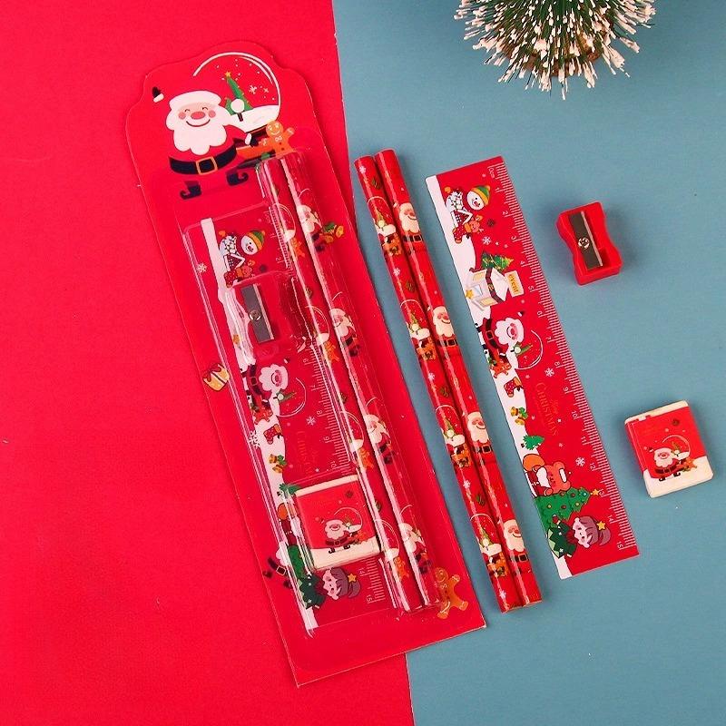 

Набор канцелярских товаров из 5 предметов с мультяшным рождественским дизайном, детские пишущие инструменты, подарок для девочки, офисные школьные художественные принадлежности, рисовальные карандаши