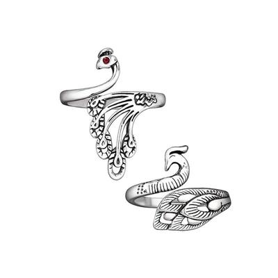 Vintage Phoenix Fish Ring Silver Color Adjustable Open Rings
