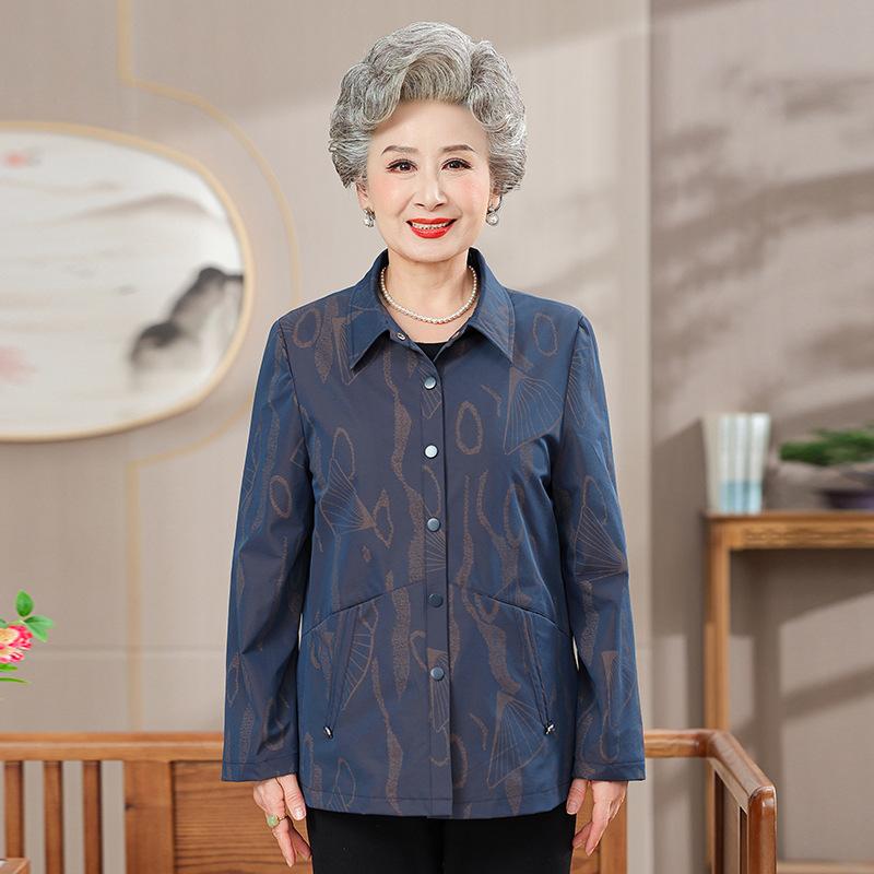 

Весенняя женская ветровка, куртка для пожилой женщины с лацканами, верхняя одежда 5XL (recommended 150-82.5 kg) синий