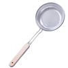 Stainless Steel Skimmer with Wooden Handle - Oil Filter, Mesh Separator, and Hot Pot Strainer for Dumplings and Noodles.