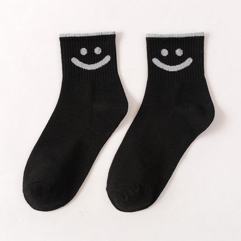 Women's Mid-calf Socks for Autumn and Winter, Cute Smiling Long Calf Socks