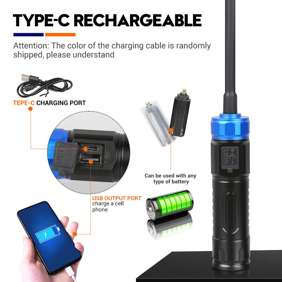 Magnetic LED Flashlights, 360° Rotation Lamp Head,Aluminum Alloy Rechargeable Work Torch,Waterproof Outdoor BBQ Camping Lights