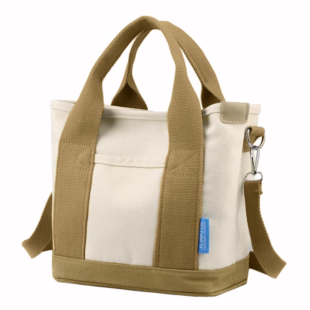 GOXUNYUAN Canvas Tote Bag for Women, Lightweight, Durable, Large Capacity, Multi-Pocket, Not Waterproof, Brown