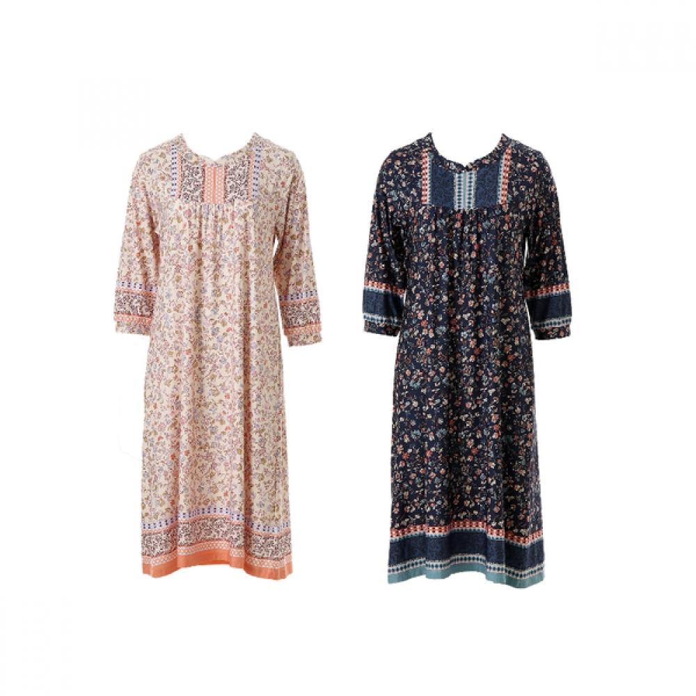 Venus Floral Border Print Dress Vevs117l2c beige/85