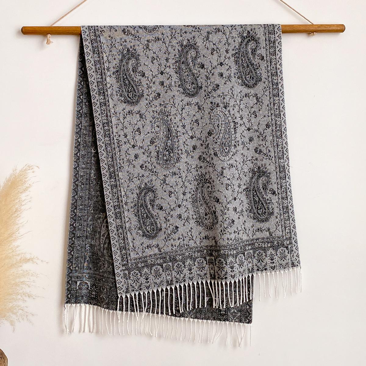 

Women Paisley Scarf Cashmere Feeling Pashmina Shawls Tassel Hijab Head Wraps Femme Winter Scarves Foulard Bufanda One Size