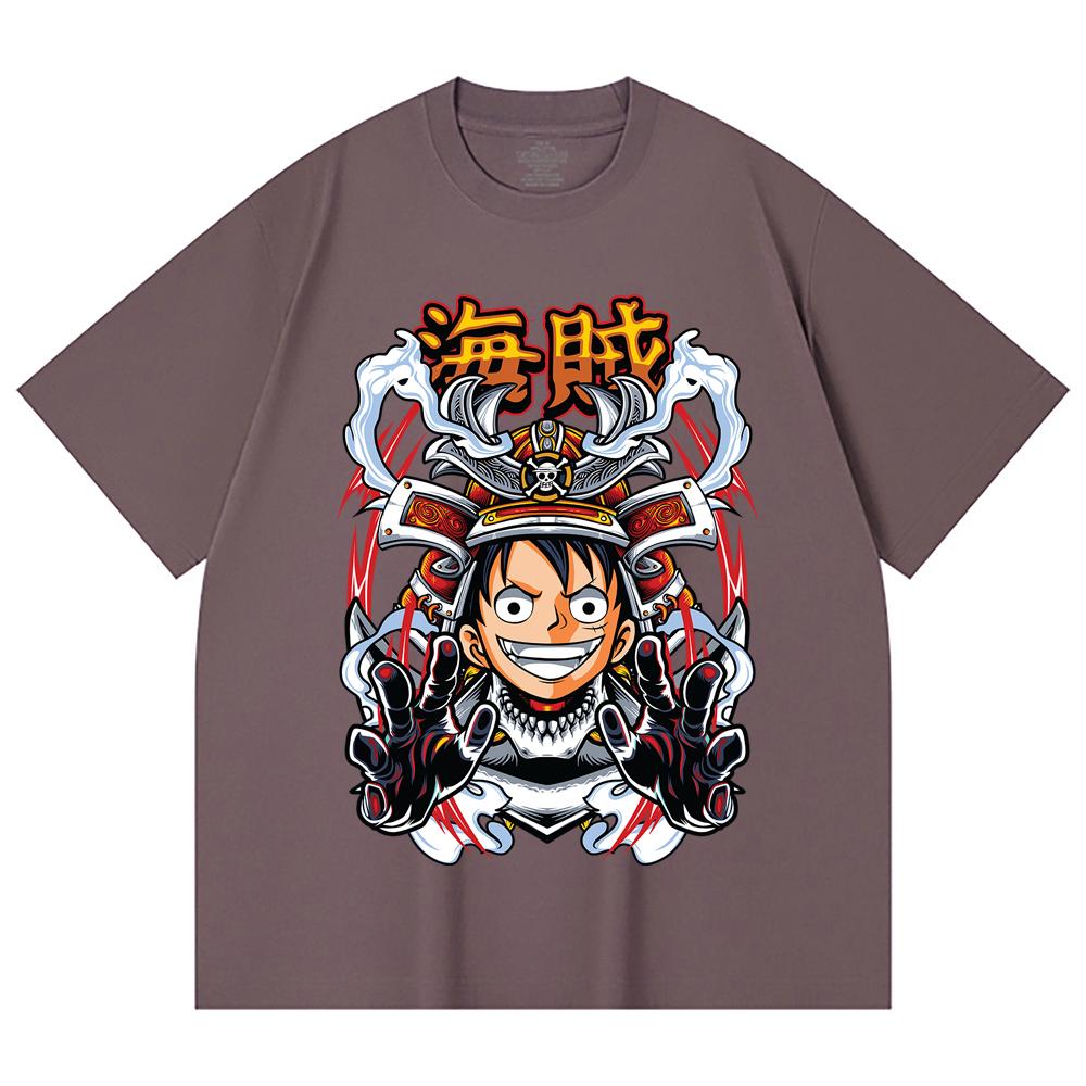 230 Gsm 100% Cotton One Piece V70 Luffy Samurai Print Unisex Heavy Cotton T Shirt